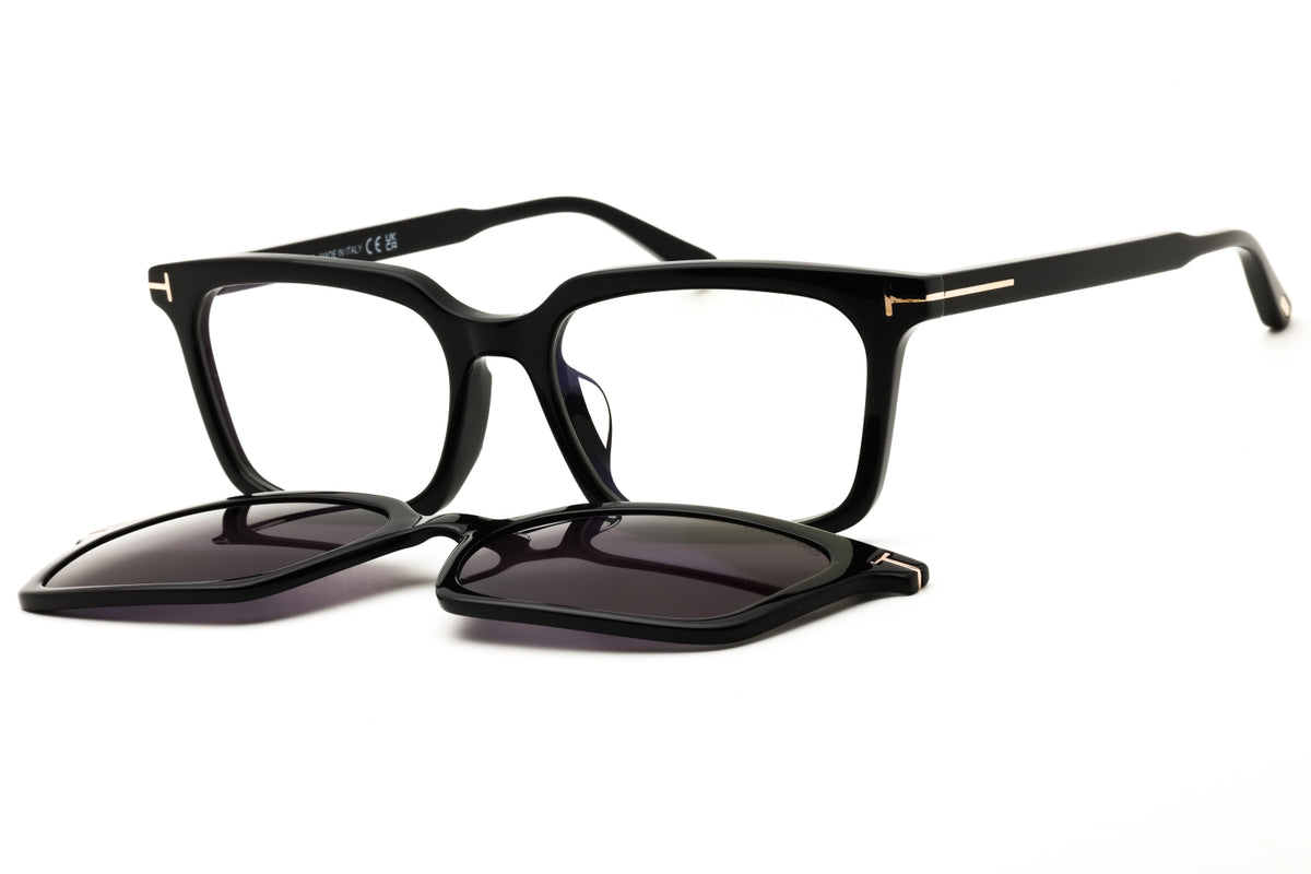 Tom Ford FT6153-D-B-001 shiny black Rectangular Eyeglasses 57mm Eyeglasses