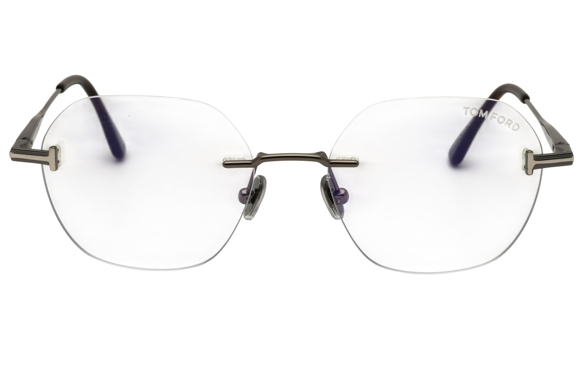 Tom Ford FT6126-B-008 shiny gunmetal Round Eyeglasses 52mm Eyeglasses