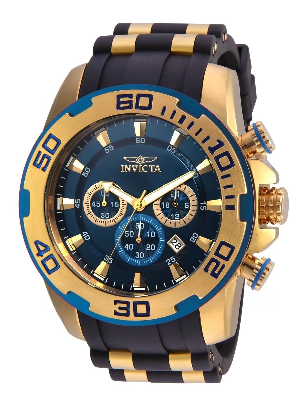 Invicta 22341 watch with blue dial and polyurethane/stainless steel band