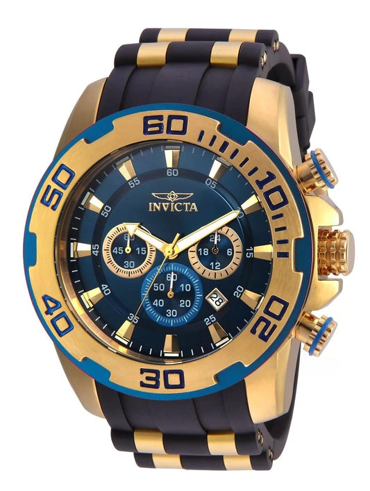 Invicta 22341 watch with blue dial and polyurethane/stainless steel band
