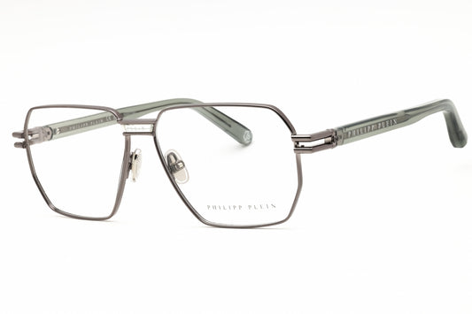 Philipp Plein VPP114M-509 eyeglasses in shiny gunmetal frame with clear demo lenses