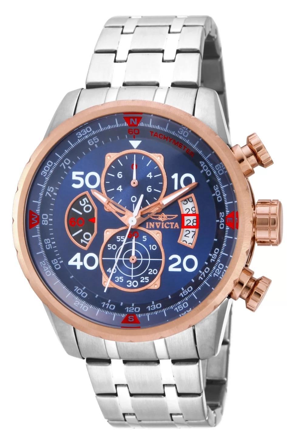Invicta 17203 watch with blue dial and stainless steel band
