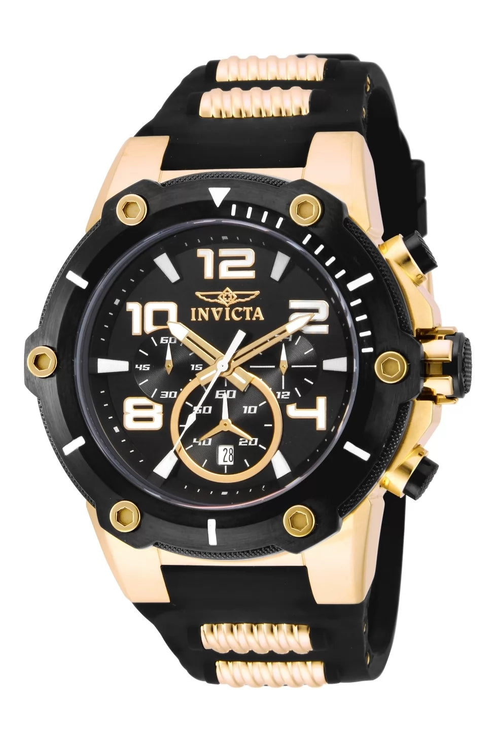 Invicta 17200 Quartz Watch Black Dial Polyurethane/Stainless Steel 51.5mm Men