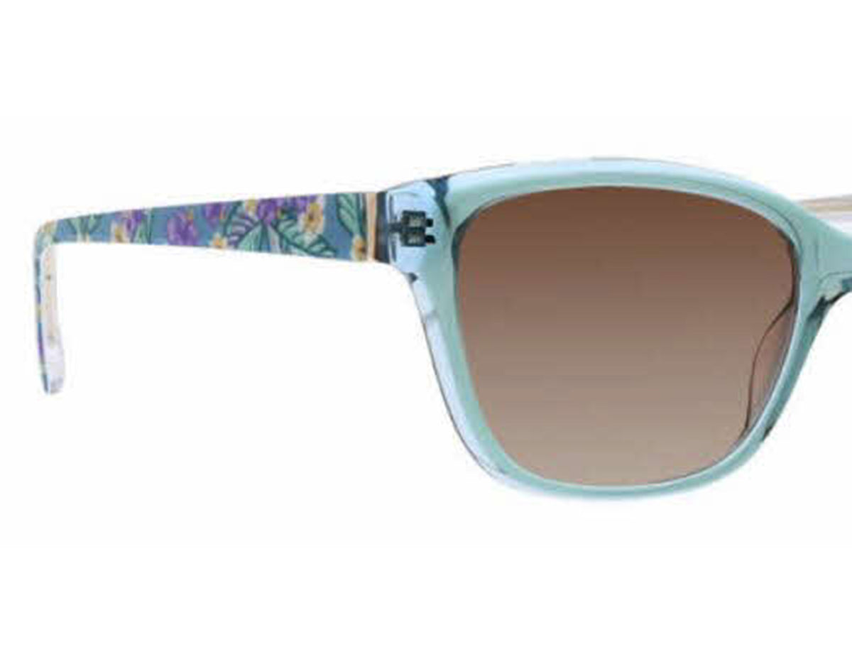 Vera Bradley Lavina Hanging Around Leaves Blue Square Sunglasses 54mm