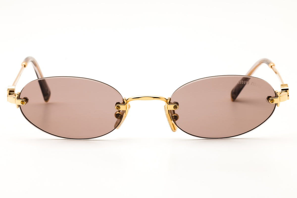 Miu Miu 0MU A54S-5AK20I Gold Oval Sunglasses 51mm Sunglasses