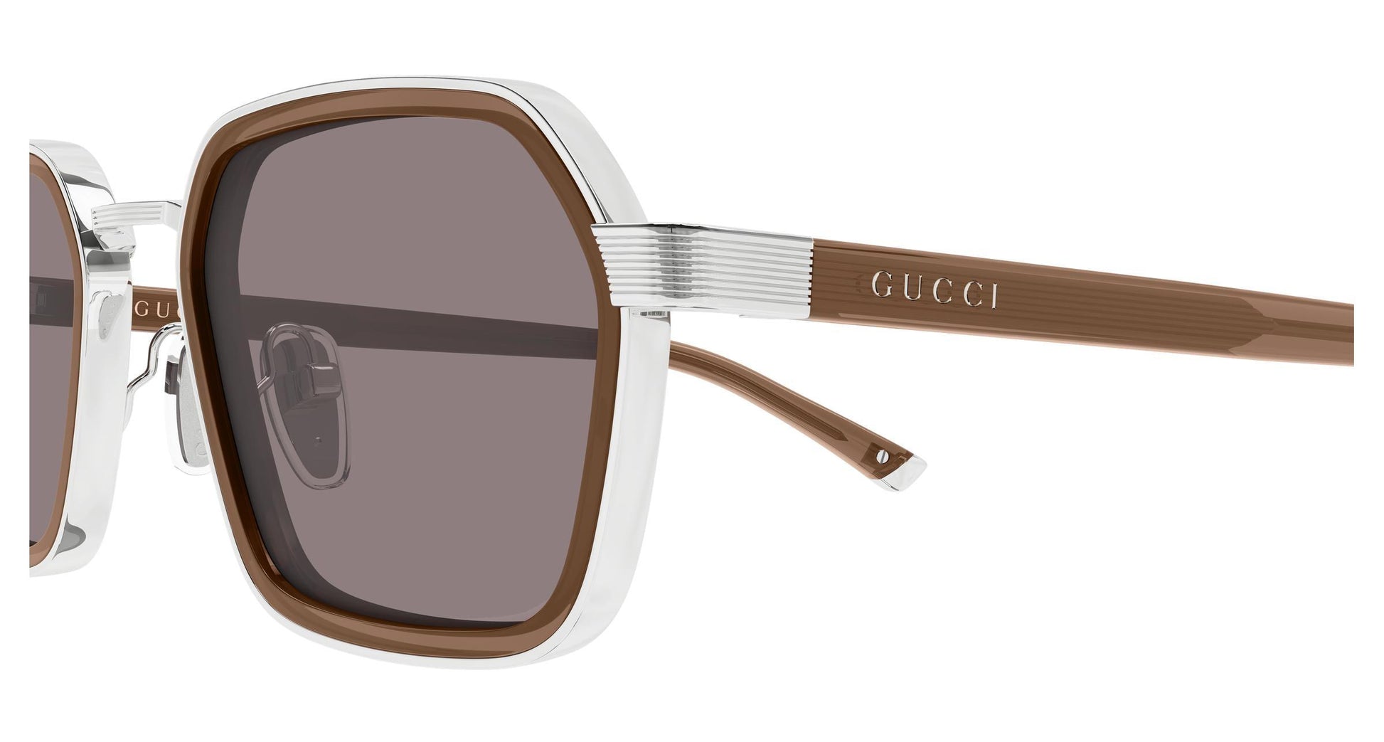 Gucci GG2074S-005 sunglasses in brown frame with silver brown brown lenses