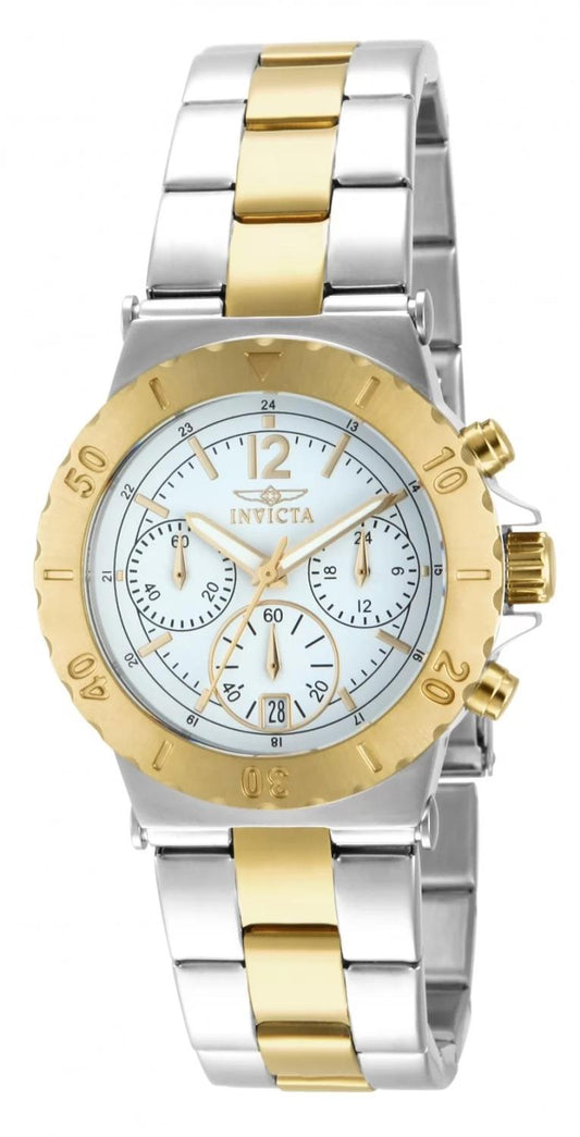 Invicta 14855 watch with white dial and stainless steel band