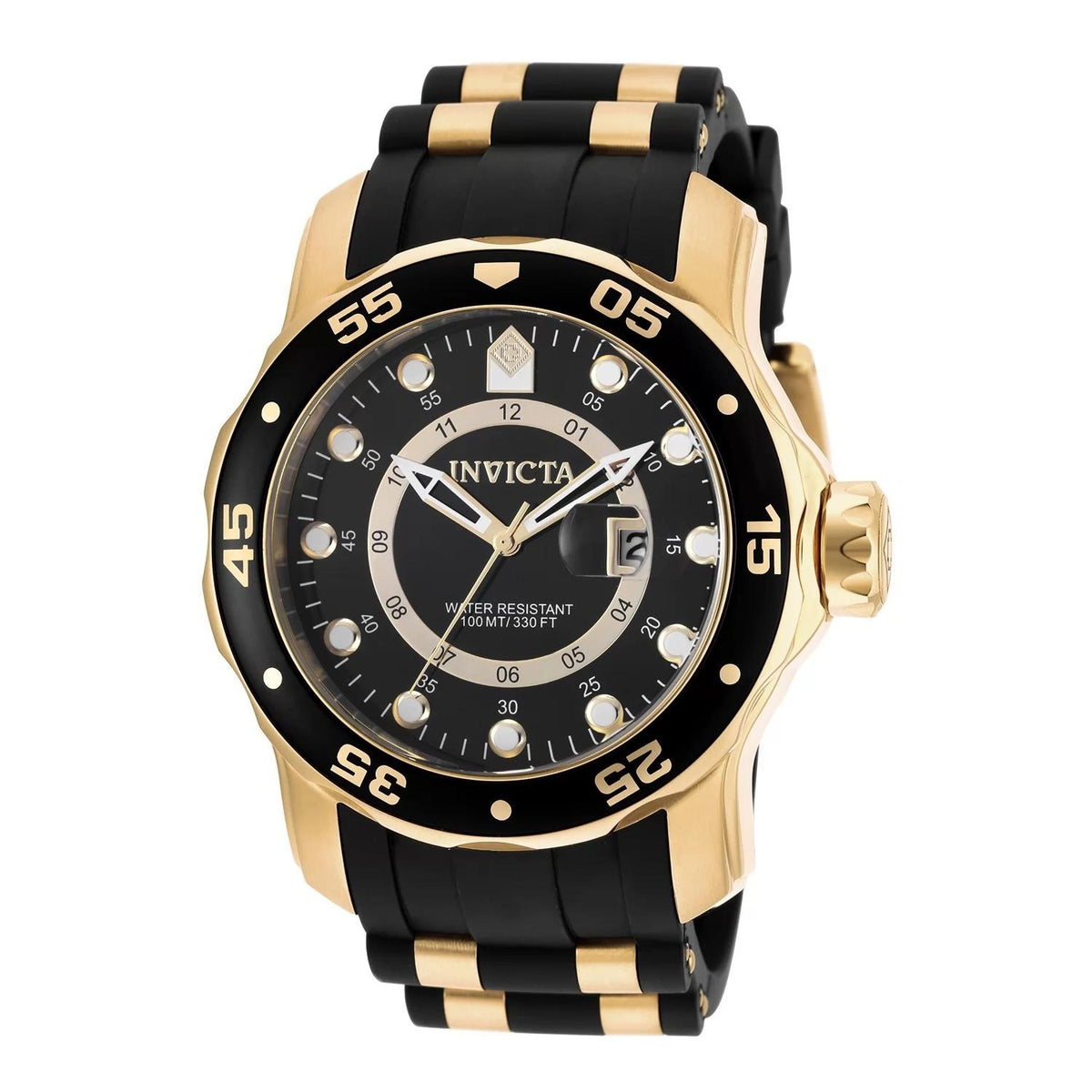 Invicta 6991 watch with black dial and polyurethane/stainless steel band