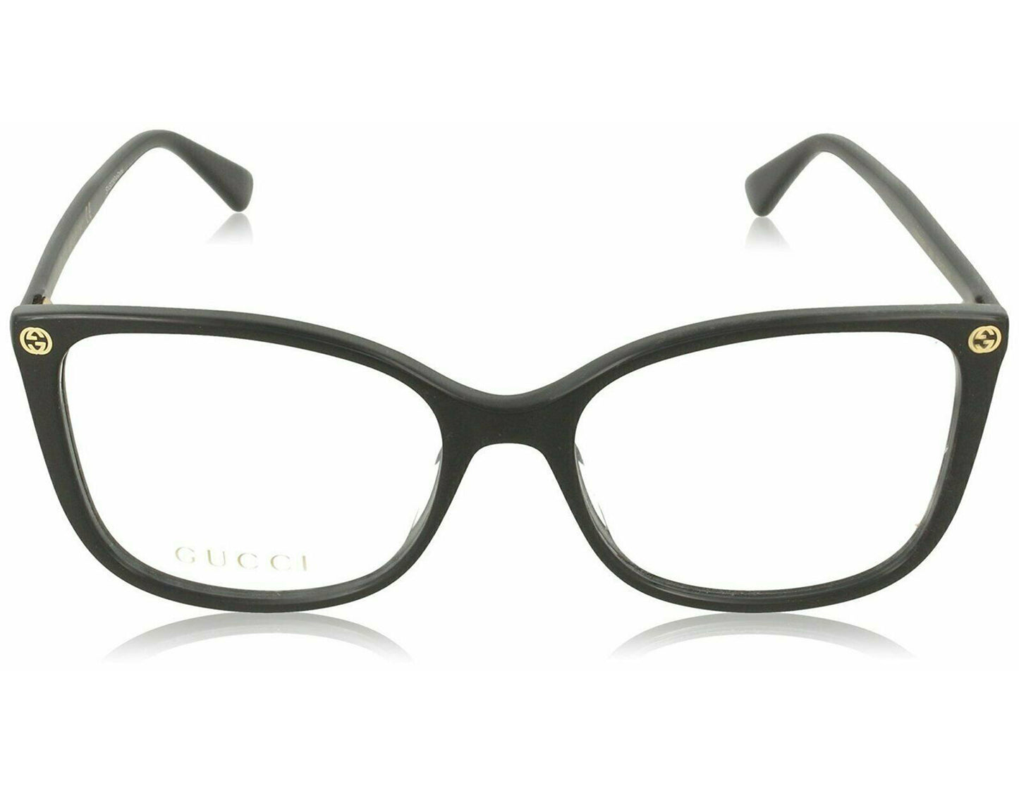 Gucci GG0026O-001 eyeglasses in black frame with clear lenses