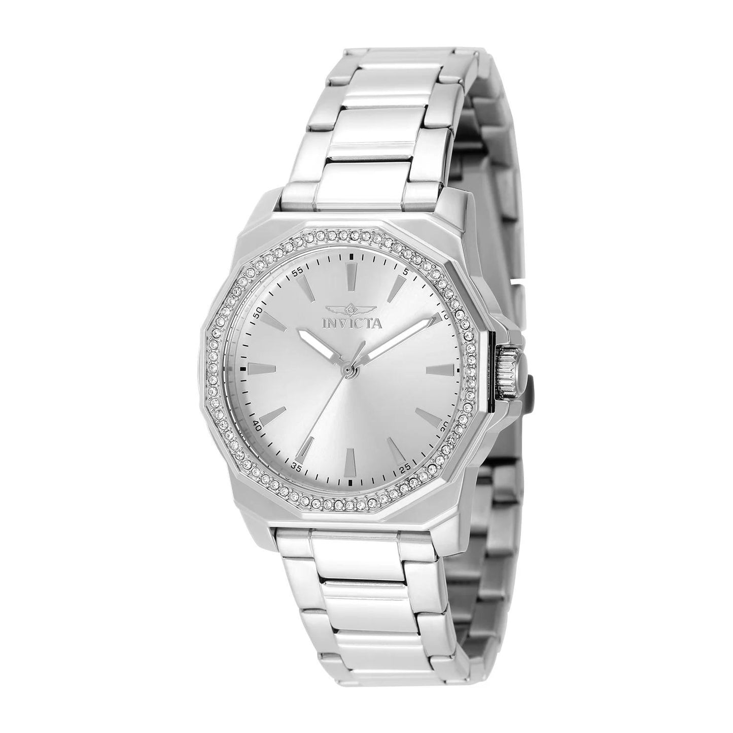 Invicta 49110 watch with silver dial and stainless steel band