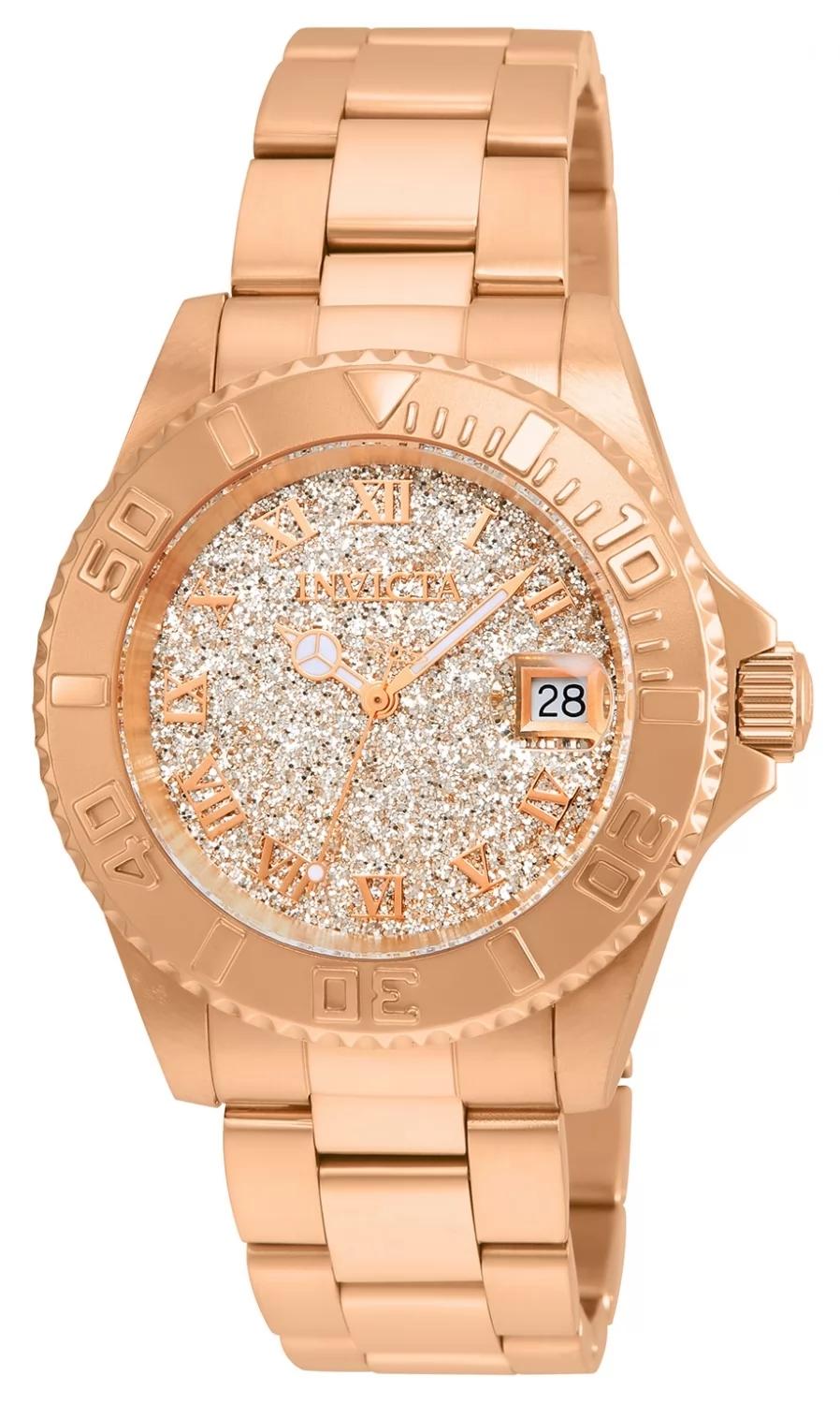 Invicta 22708 watch with rose gold dial and stainless steel band