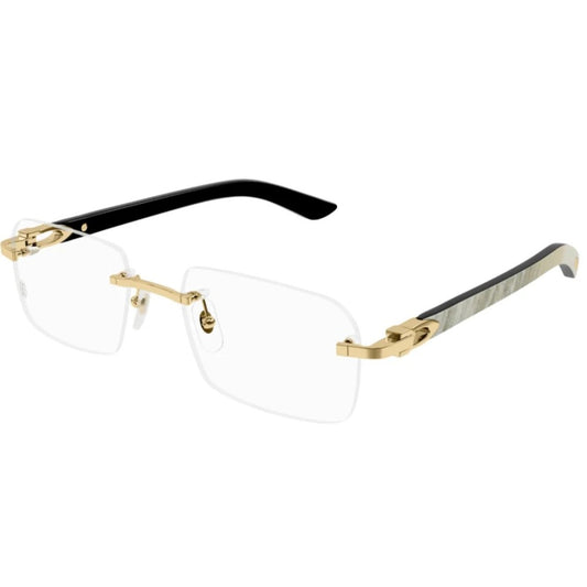 Cartier CT0453O-002 Gold White Rectangular Eyeglasses 56mm Eyeglasses