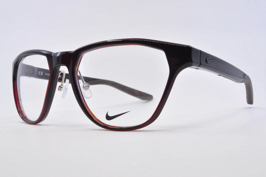 Nike 7400-201 eyeglasses in matte brown frame with clear lenses