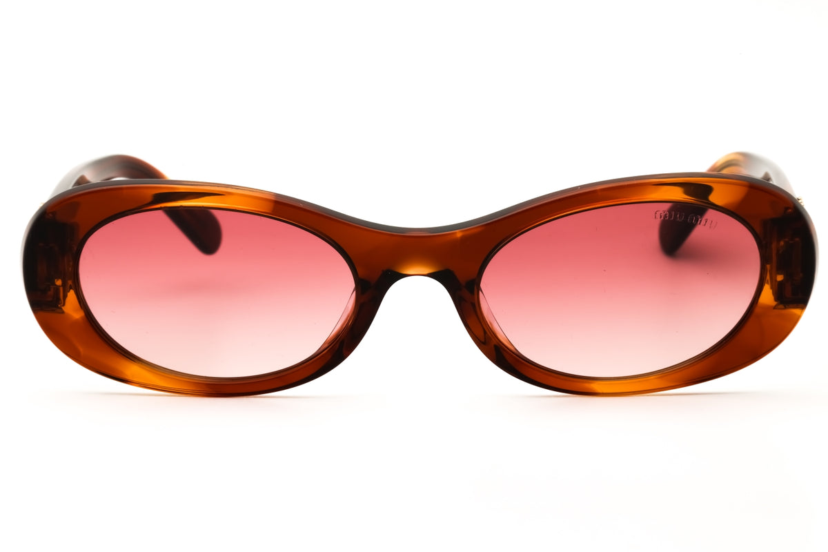 Miu Miu 0MU 06ZS-26E50U Striped Tobacco Oval Sunglasses 50mm Sunglasses
