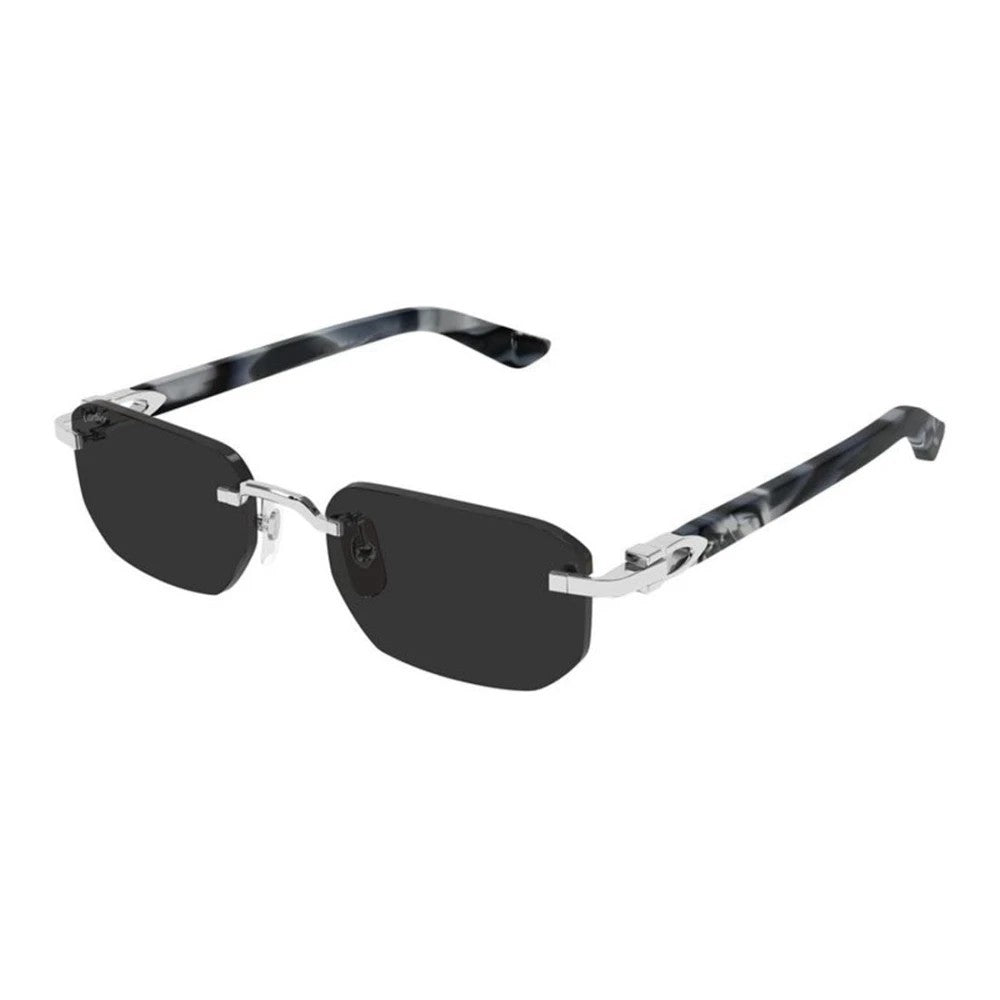 Cartier CT0622S-005 Silver Grey Grey Rectangular Sunglasses 53mm Sunglasses