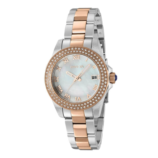 Invicta 36076 watch with white dial and stainless steel band