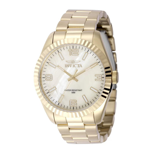 Invicta 50127 watch with gold dial and stainless steel band