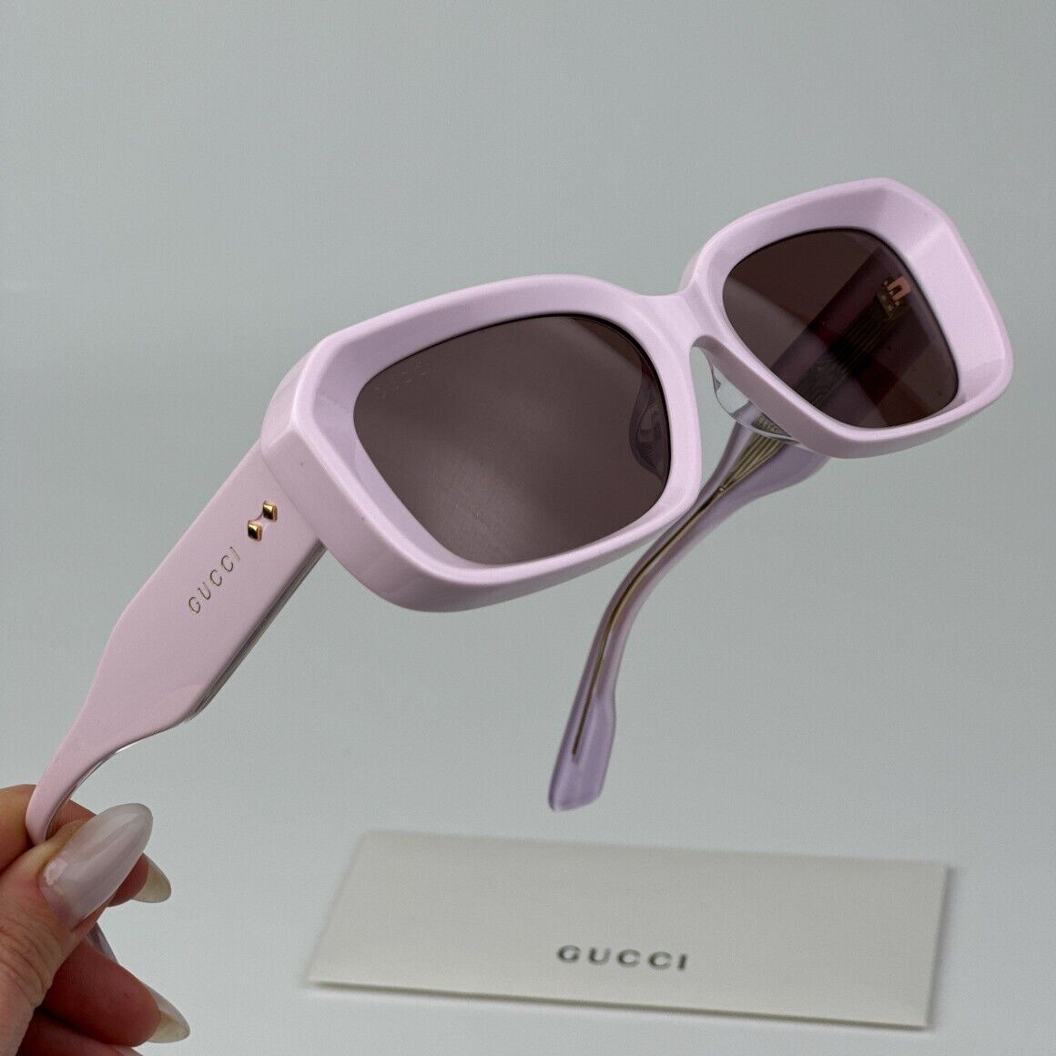 Gucci GG1531SK-003-54 Pink Rectangle Sunglasses 54mm