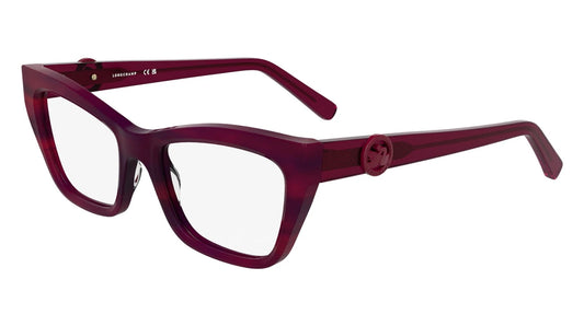 Longchamp LO2762-602 eyeglasses in red horn frame with clear lenses