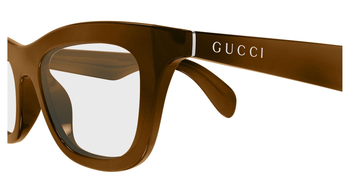 Gucci GG1932o-003 eyeglasses in havana frame with clear lenses