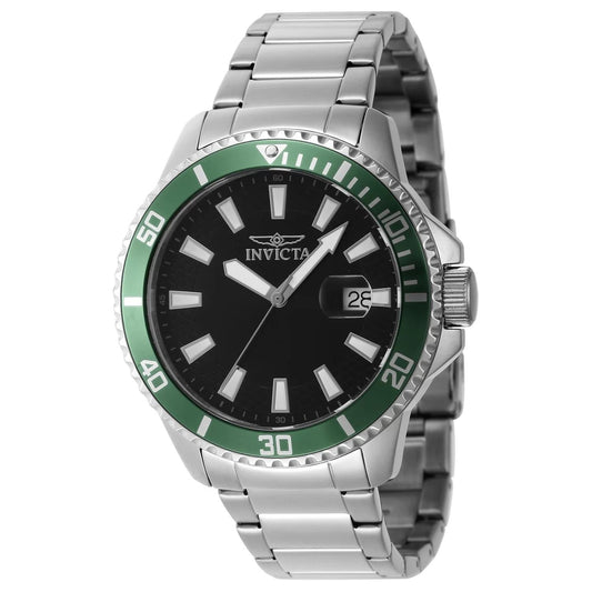 Invicta 46075 watch with black dial and stainless steel band