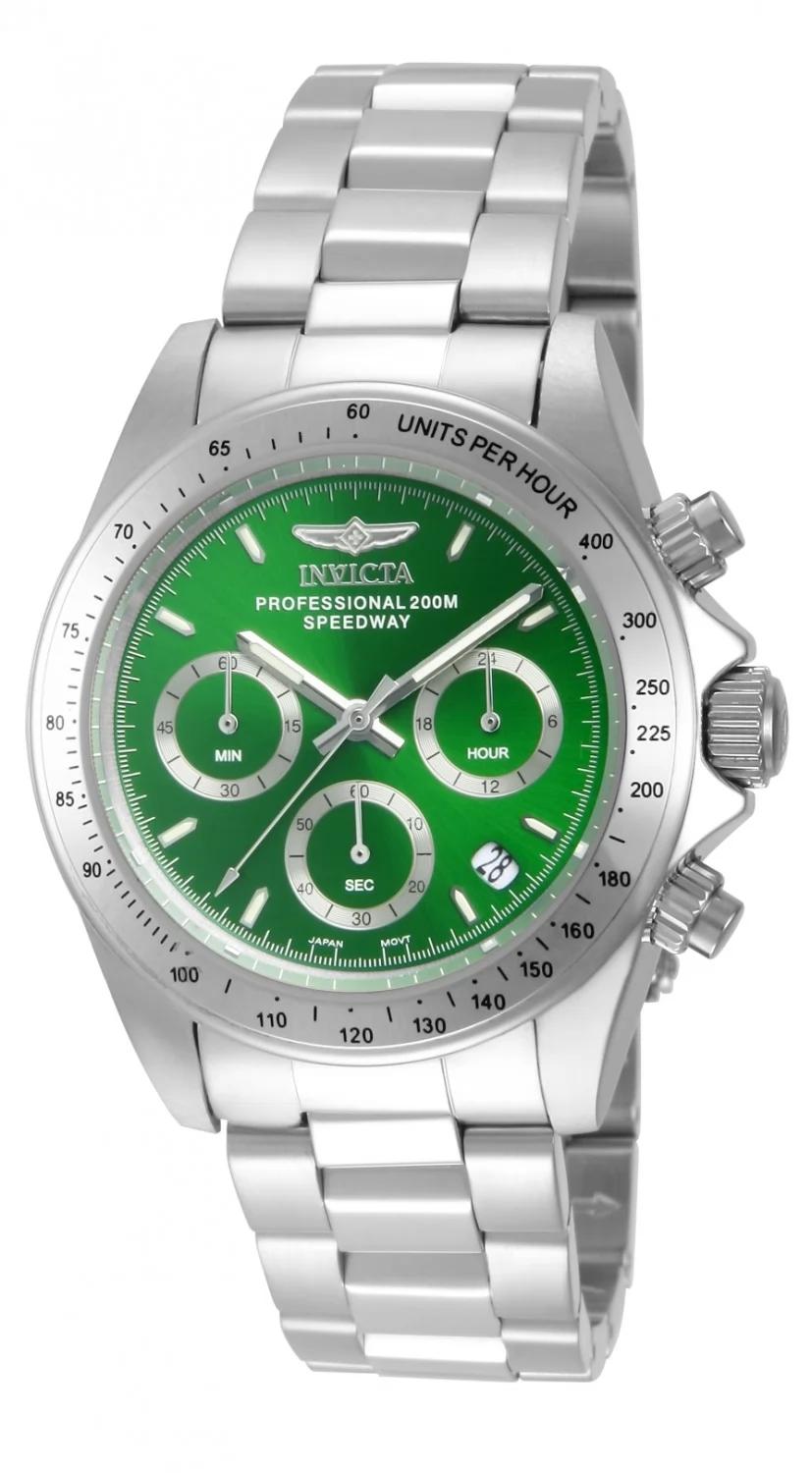 Invicta 14384 watch with green dial and stainless steel band