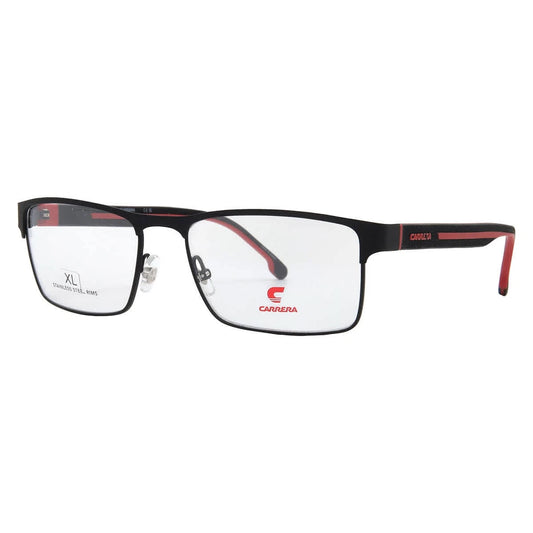 Carrera 8884-BLX eyeglasses in blx mt blk red frame with clear lenses