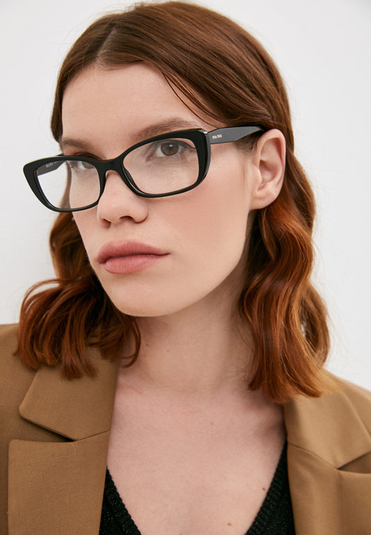 Miu Miu MU07TV-1AB1O1-53 eyeglasses in black frame with clear lenses