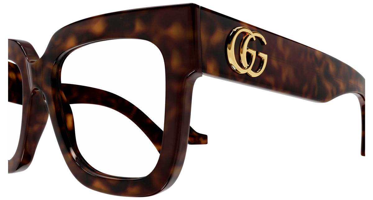 Gucci GG1549O-002 Havana Rectangular Eyeglasses 52mm Eyeglasses