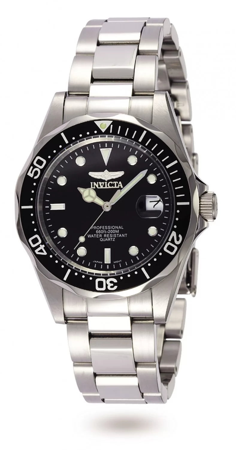 Invicta 8932 Quartz Watch Black Dial Stainless Steel 37.5mm Men