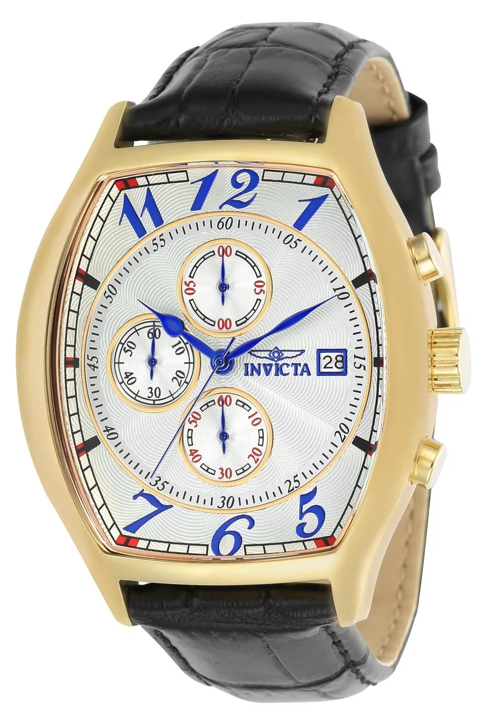 Invicta 14330 watch with white dial and leather band