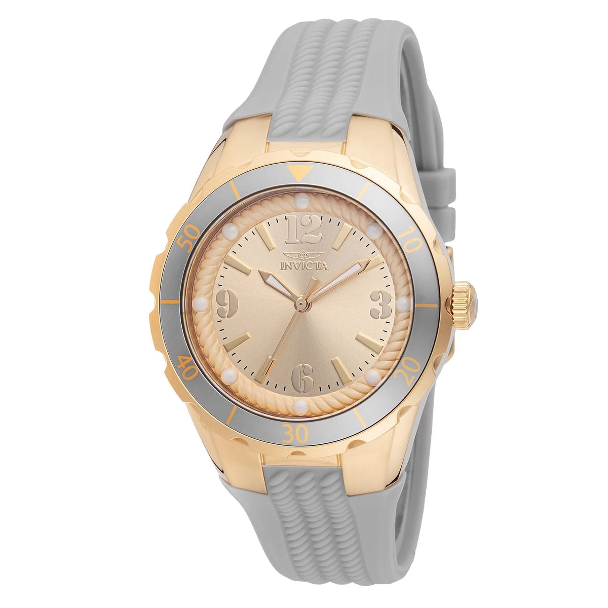 Invicta 48850 Quartz Watch Gold Dial Silicon 38mm Lady