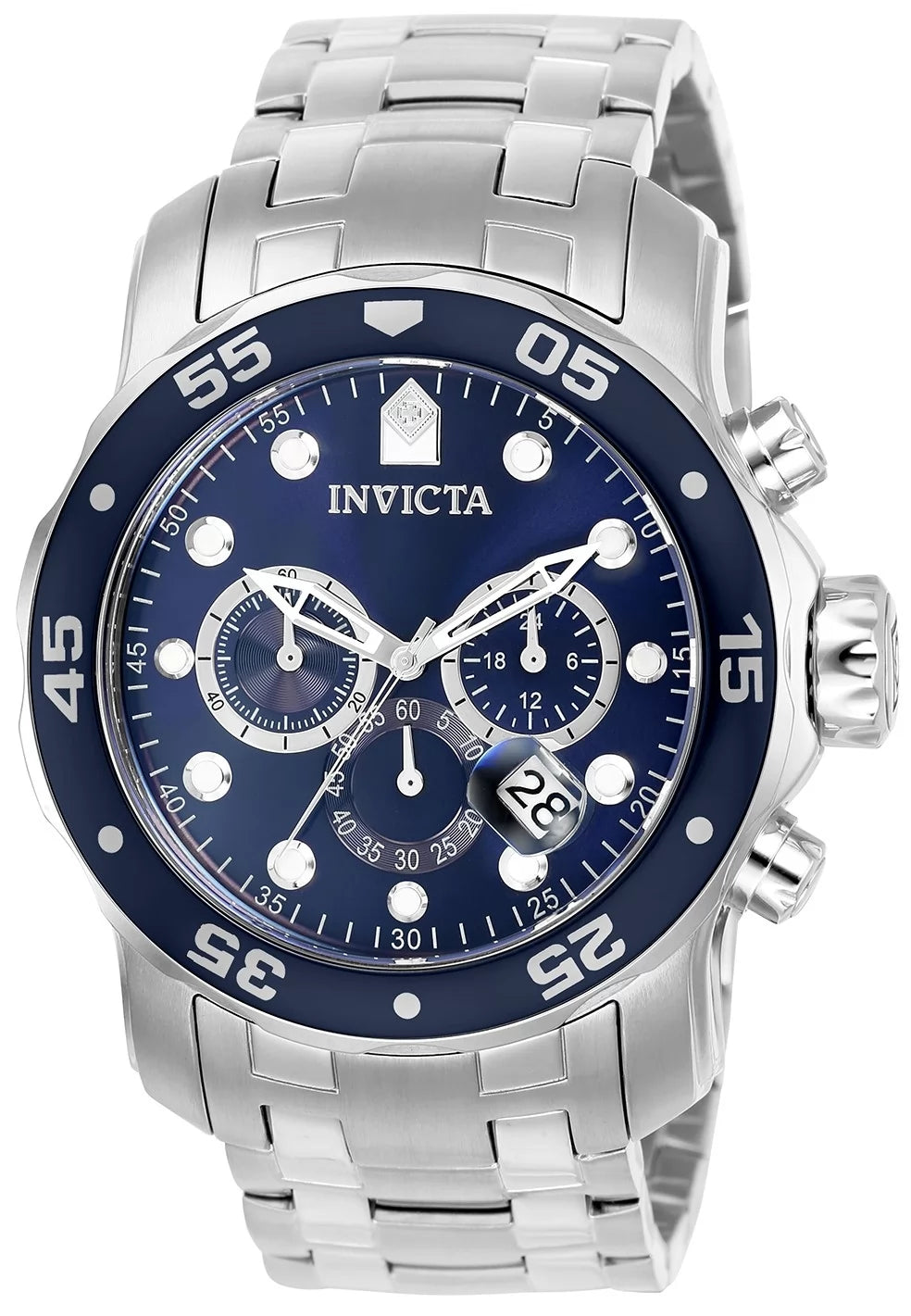 Invicta 0070 Quartz Watch Blue Dial Stainless Steel 48mm Men