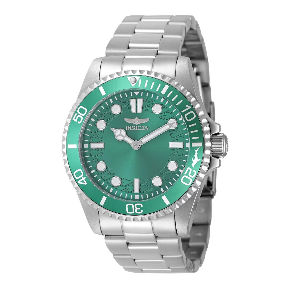 Invicta 49695 watch with green dial and stainless steel band