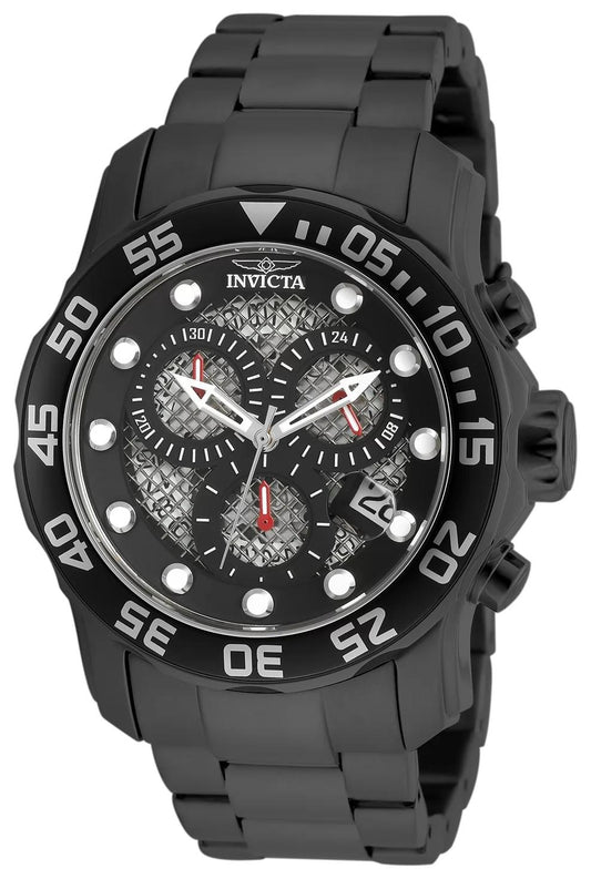 Invicta 19838 watch with black dial and stainless steel band