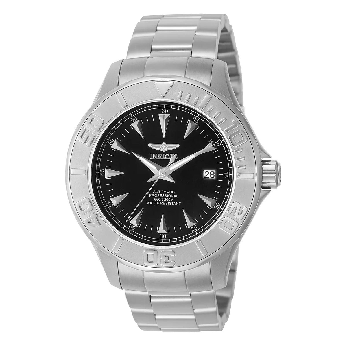Invicta 7034 watch with black dial and stainless steel band