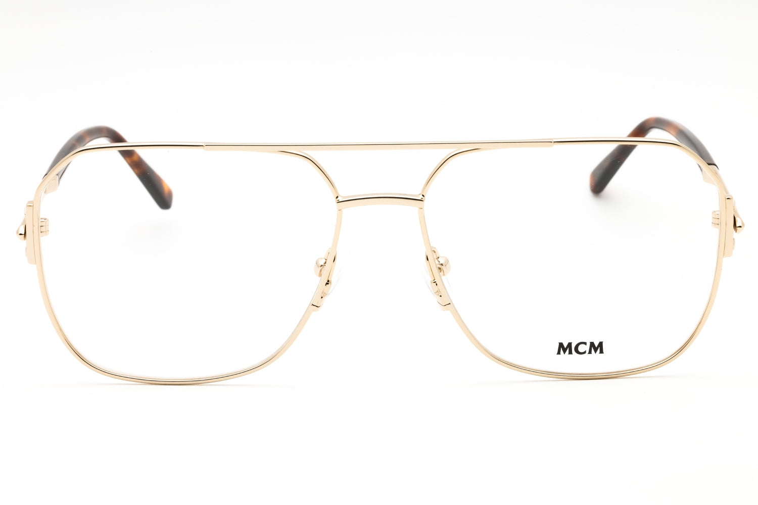 MCM MW5007-032 eyeglasses in shiny pale gold frame with clear lenses