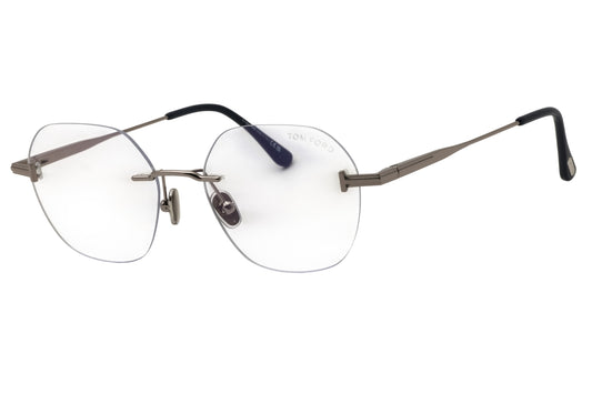 Tom Ford FT6126-B-014 shiny light ruthenium Round Eyeglasses 52mm Eyeglasses