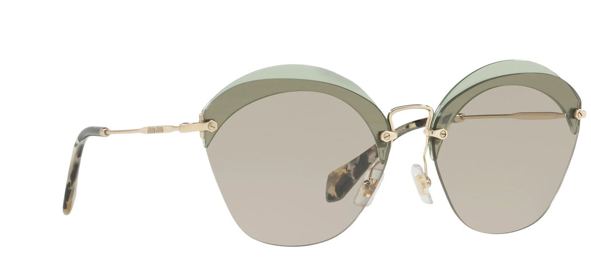 Miu Miu 0MU53SS-VX15J2-63 Transparent Green Square SUNGLASSES 0mm Sunglasses