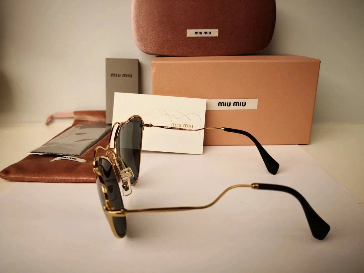 Miu Miu 0MU55RS-7OE1A1-65 Antique Gold Round SUNGLASSES 0mm Sunglasses