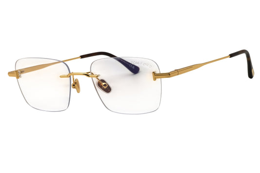 Tom Ford FT6117-B-030 shiny deep gold Rectangular Eyeglasses 54mm Eyeglasses